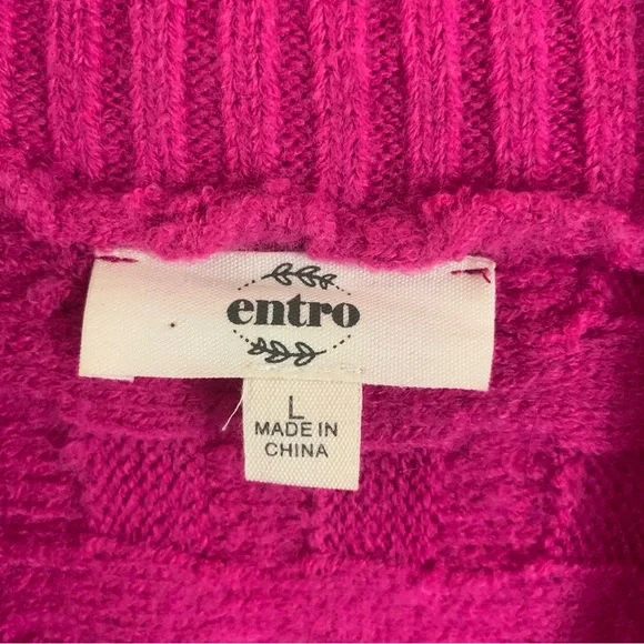 Entro Chunky Mock Neck Sweater in Fuchsia - Picture 3 of 6